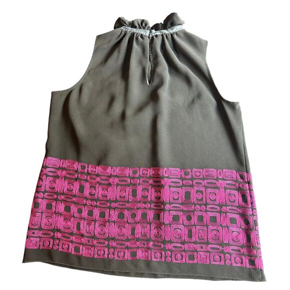 Y2K - XL - Halter- Blouse- ruffles- pink purple embroidery design- some wear - Picture 5 of 6